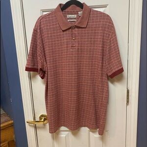 Ron Chereskin Swift-dry Large Short Sleeve Polo Style Men Shirt Red Striped.